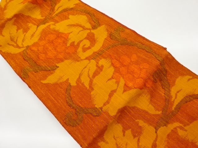 手織り紬実唐草模様織出し名古屋帯